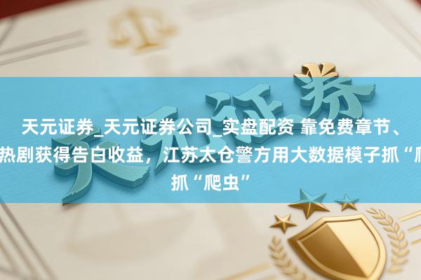 天元证券_天元证券公司_实盘配资 靠免费章节、盗版热剧获得告白收益，江苏太仓警方用大数据模子抓“爬虫”